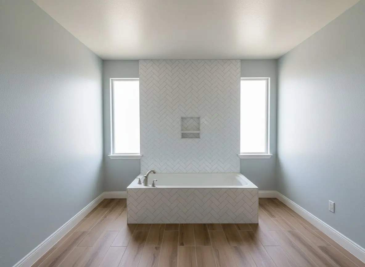 Herringbone tub surround in Lake Forest